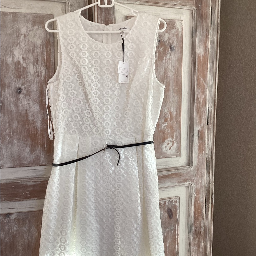 Calvin Klein white lace dress
